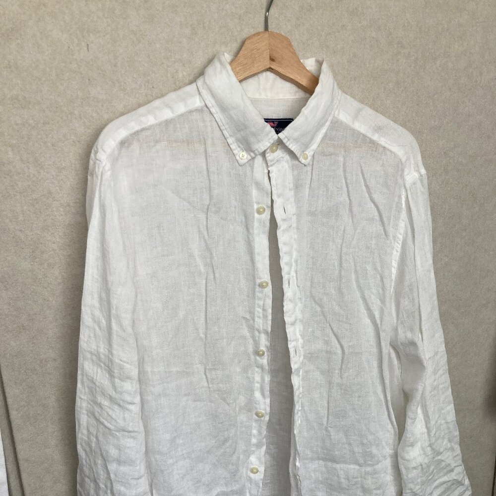 Vineyard Vines Men's White Linen Button Down Size Large